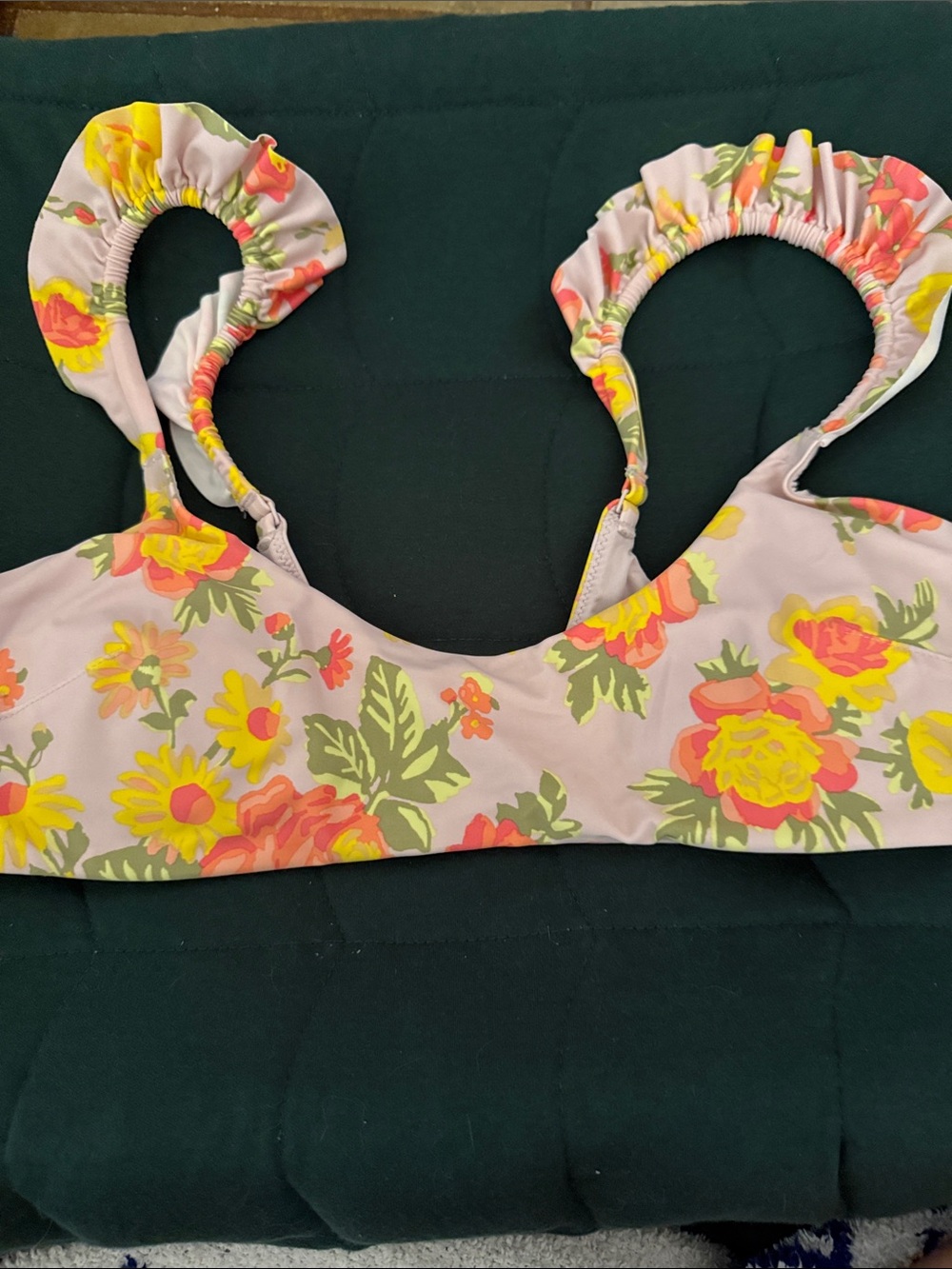 aerie Floral bikini  Top with Ruched Straps